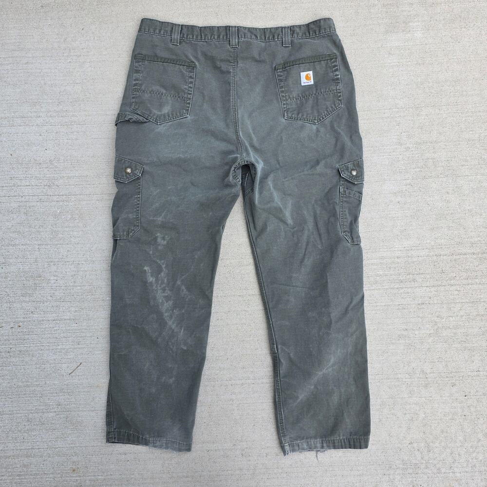 Carhartt Double Knee Carpenter Pants Size 42X32 Distressed Workwear Green